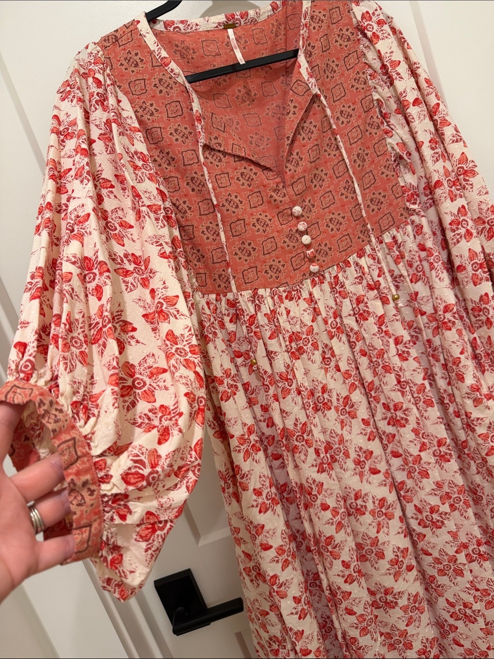 Free People Cream & Rust Floral Boho Maxi Dress - Picture 3 of 6